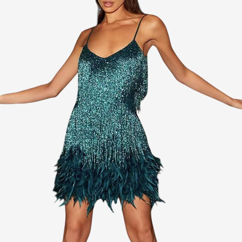 Women’s Sleeveless Mini Dress with Deep V-Neck