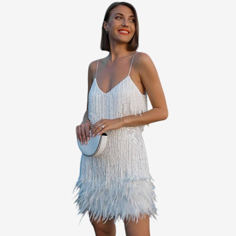 Women’s Sleeveless Mini Dress with Deep V-Neck