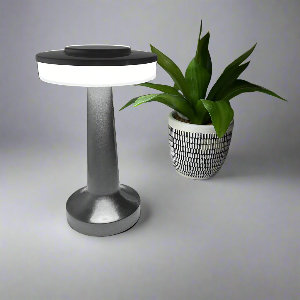 LumaGlow - Minimalist LED Table Lamp Circular White LED Top with Sleek Tapered Base | Bright Energy-Efficient Illumination for Desk, Bedside, or Accent Table | Clean Modern Design for Contemporary Interiors