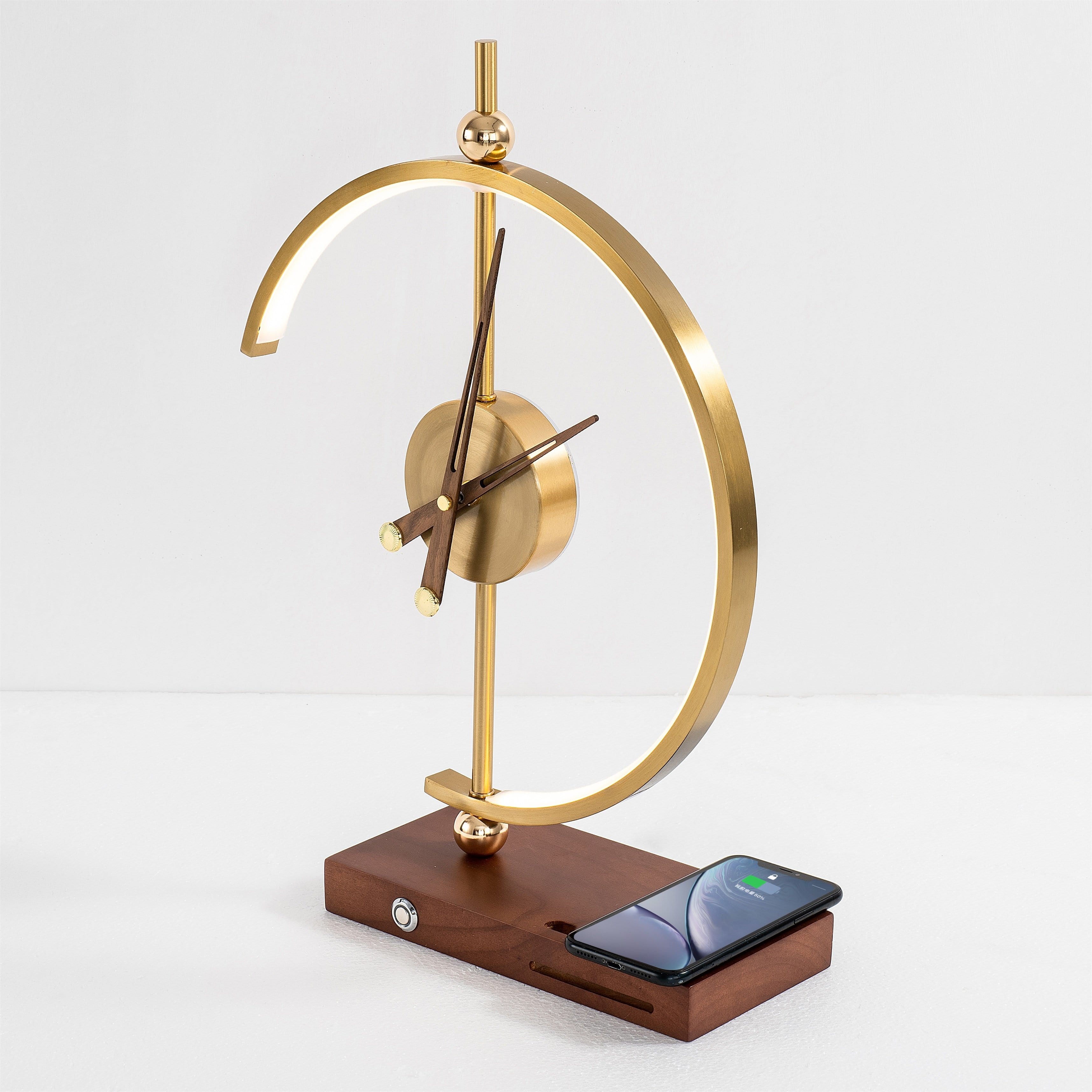 LumiCharge  - Modern Arc Clock with Wireless Charging and Ambient Light