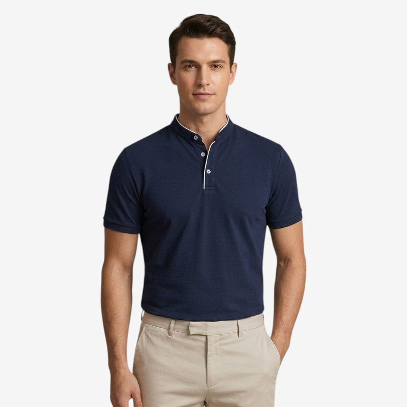 Men's Premium Short Sleeve Polo with Stand Collar