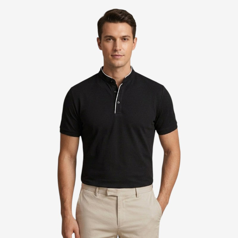 Men's Premium Short Sleeve Polo with Stand Collar