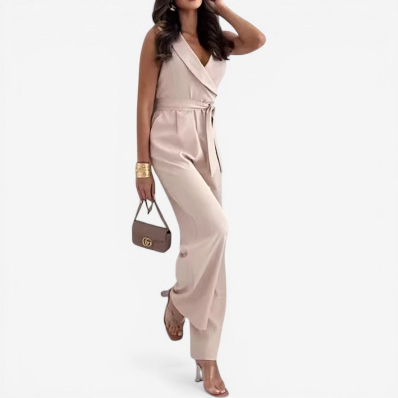 Sleeveless V-Neck Wide Leg Jumpsuit