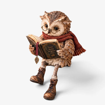 Owlfolio - Bagoly figura könyvvel lakásdekorációhoz