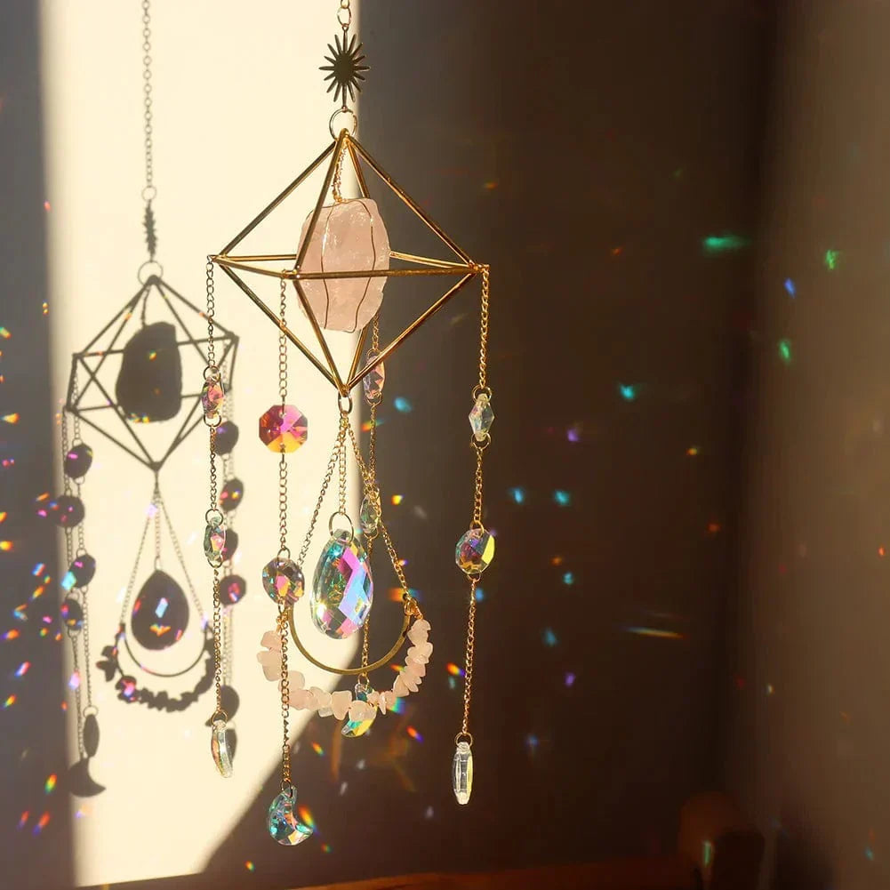 Celestara - 3D Crystal Suncatcher with Moon Charms and Gem Core