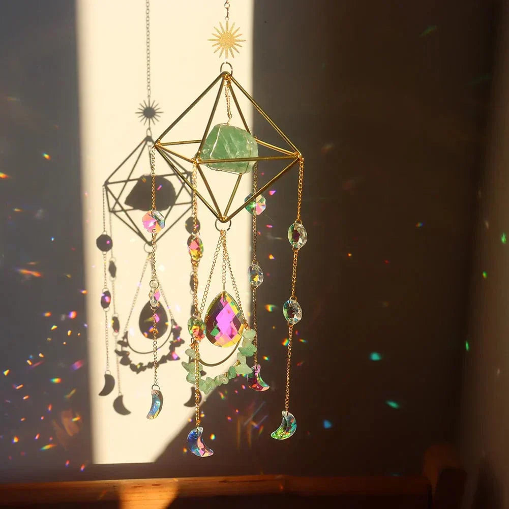 Celestara - 3D Crystal Suncatcher with Moon Charms and Gem Core