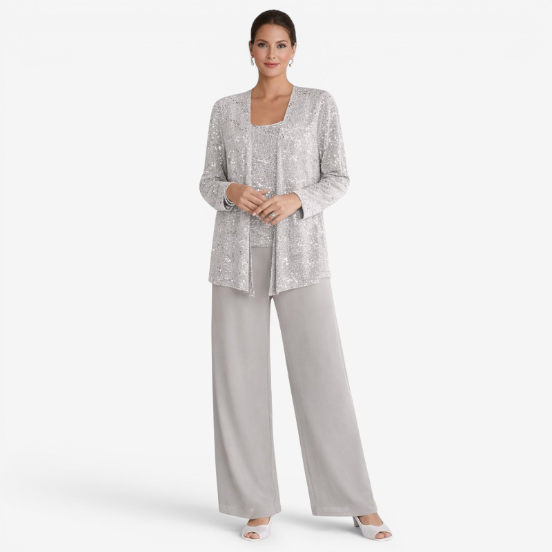 Women's Elegant Scoop Neck Three-Piece Set