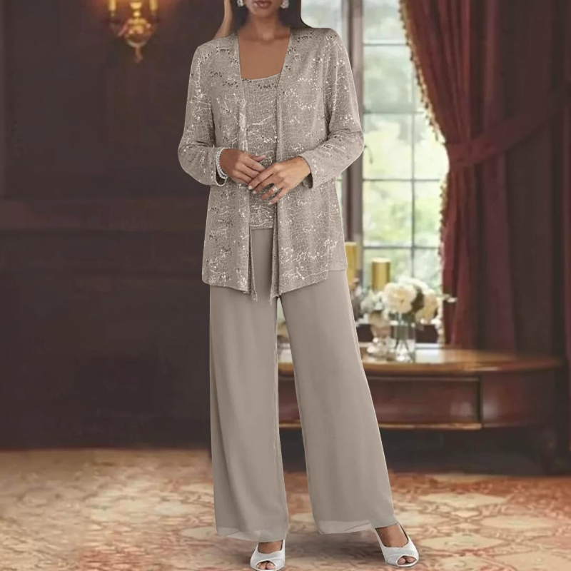 Women's Elegant Scoop Neck Three-Piece Set