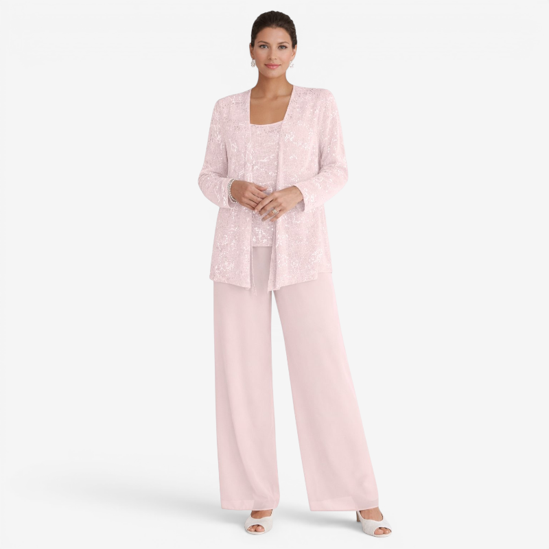 Women's Elegant Scoop Neck Three-Piece Set