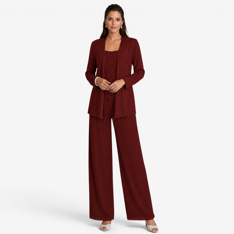 Women's Elegant Scoop Neck Three-Piece Set