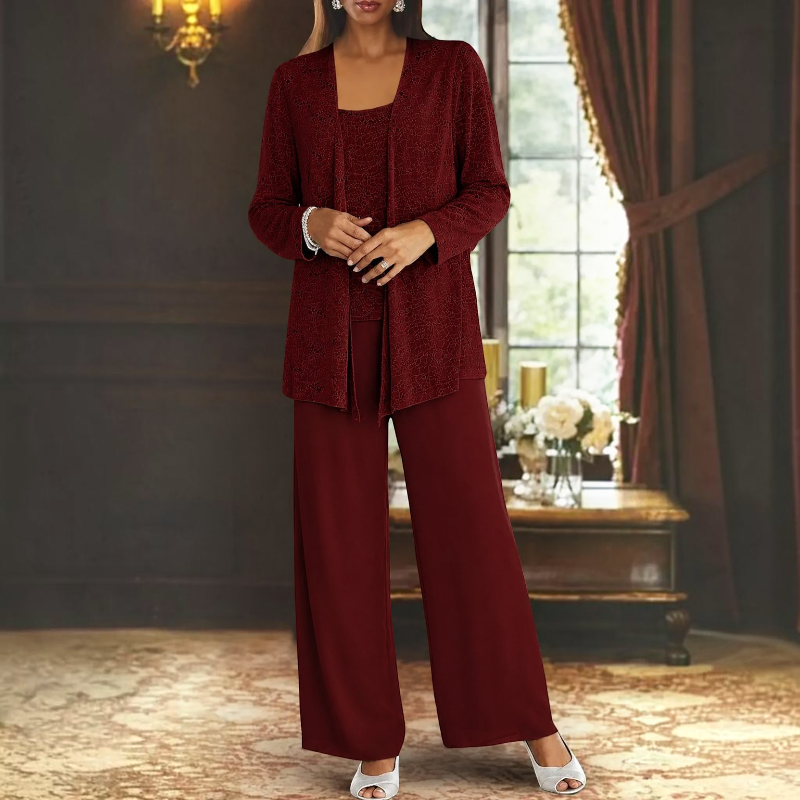 Women's Elegant Scoop Neck Three-Piece Set