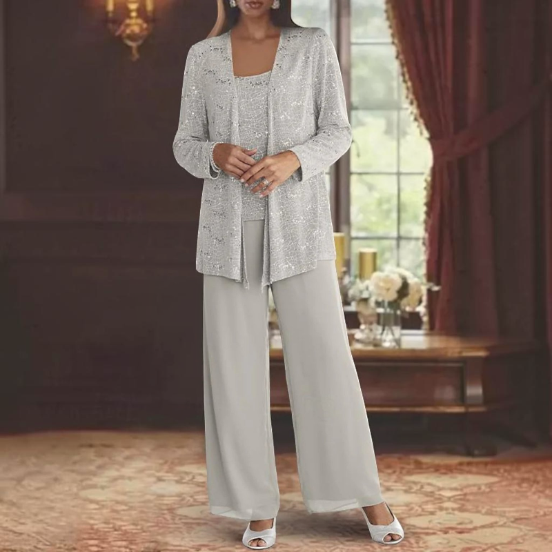 Women's Elegant Scoop Neck Three-Piece Set