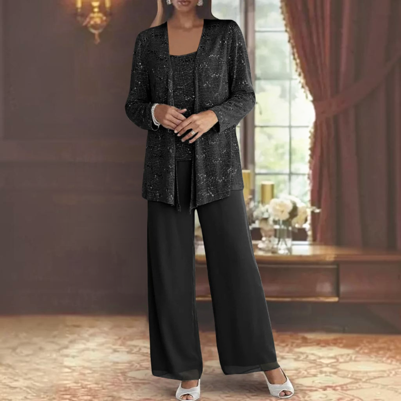 Women's Elegant Scoop Neck Three-Piece Set